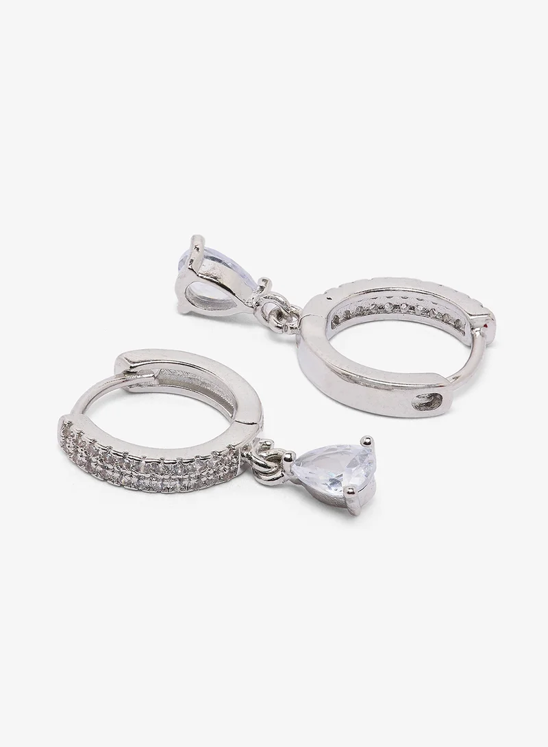 ELLA Diamonte Rhinestone Embellished Earrings Silver